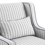 Anchorage Lounge Chair Newport Stripe cushions with purple piping