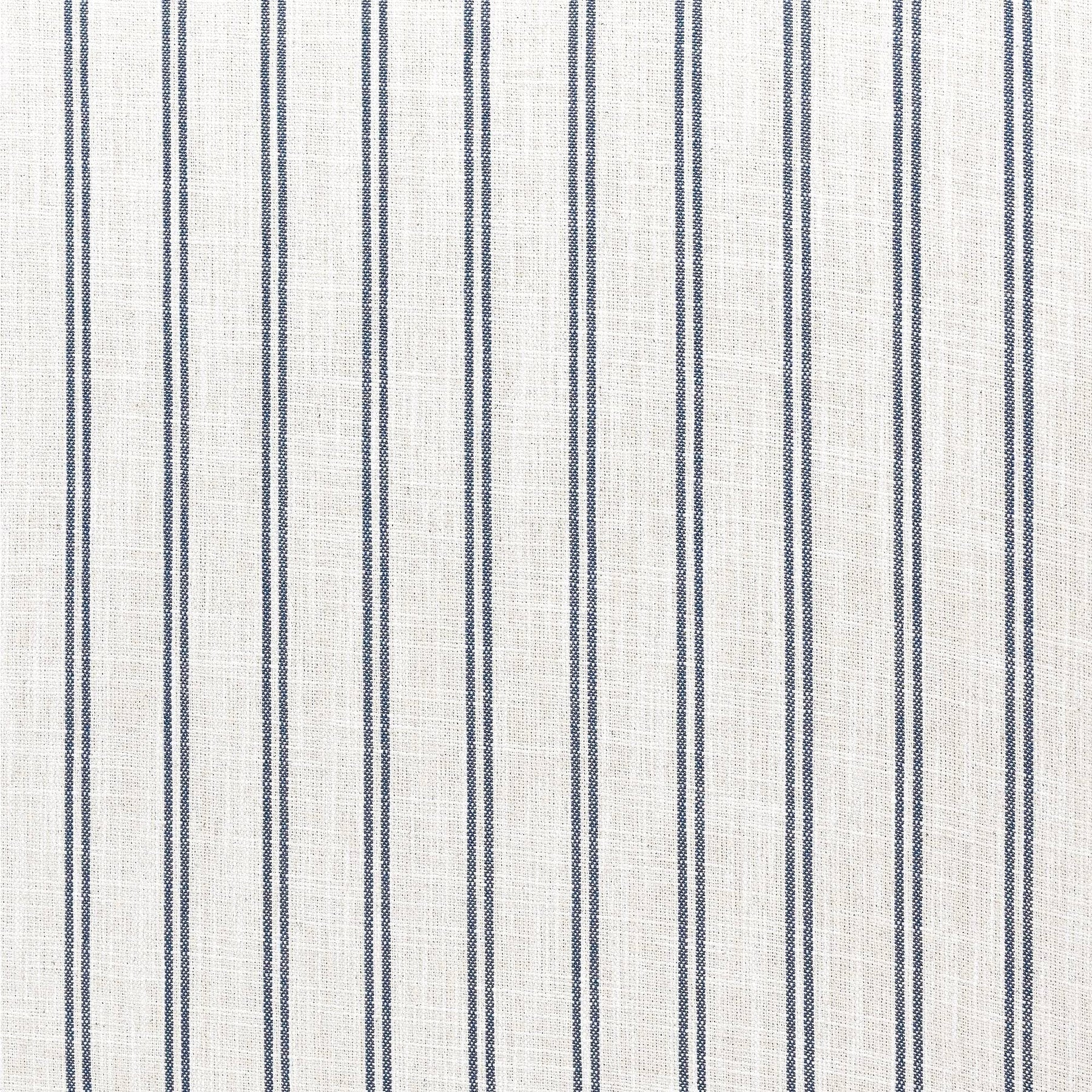 Newport Stripe upholstery fabric swatch for Anchorage Lounge Chair: cream background with navy vertical stripes.
