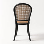 Langford Oak Bistro Chair with hand-finished rattan back and cushioned woven seat