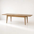 Marlborough Extension Dining Table with extension leaves in solid mango wood and softly aged farmhouse finish.