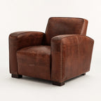 Kingsford Leather Armchair in Vintage Tobacco top-grain leather with a deep seat and substantial arms.
