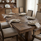 Blackmoor Dining Table crafted from reclaimed mango wood with walnut stain and parquet top.