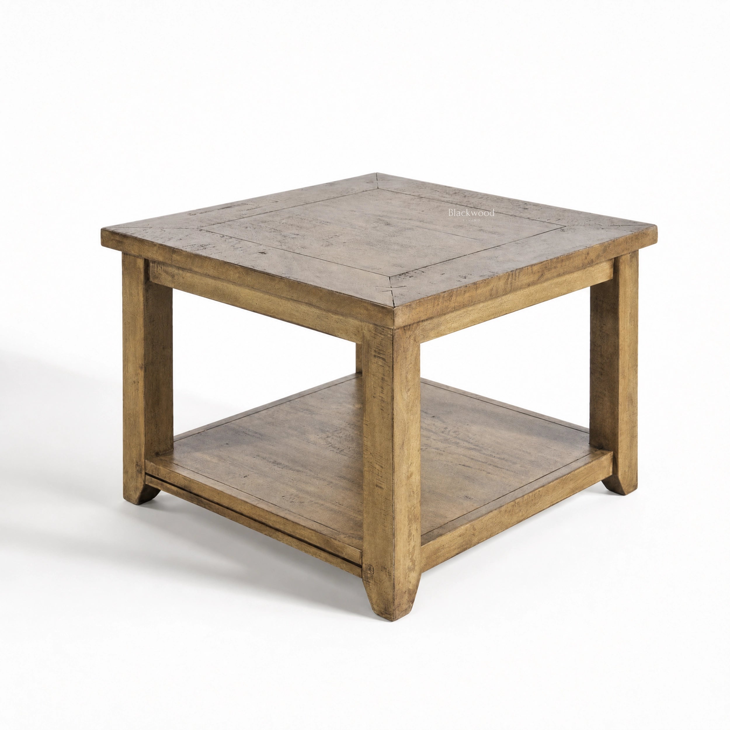 Marlborough Lamp Table in solid mango wood with warm tone, generous proportions, softened edges, and natural texture.