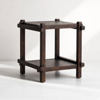 Millhouse Side Table in dark fir with exposed joinery detailing and warm texture.