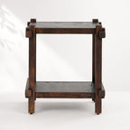 Millhouse Side Table in solid fir wood with exposed joinery-inspired detailing and warm finish.