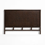 Plantation Rattan King Headboard, dark brown handwoven double-layer rattan with Dacron padding.