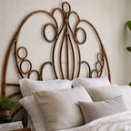 Sika® Originals Natalia Rattan Headboard, handwoven Indonesian rattan with curved loops and intricate bindings.
