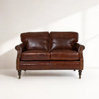 Kensington 2 Seat Sofa in South American top-grain cow leather; traditional, hand-finished, warm, timeless character.