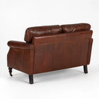 Kensington 2 Seat Sofa in brown top-grain South American cow leather, back view.