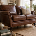 Kensington 2 Seat Sofa in South American top-grain cow leather with hand-finished detailing and traditional warmth.