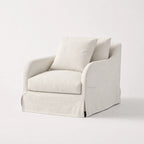 Kingston Occasional Chair in natural linen-cotton slipcover with cushioned arms.