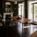 Havana Dining Table 180cm in walnut-finished reclaimed mango wood with rustic grain patterns.
