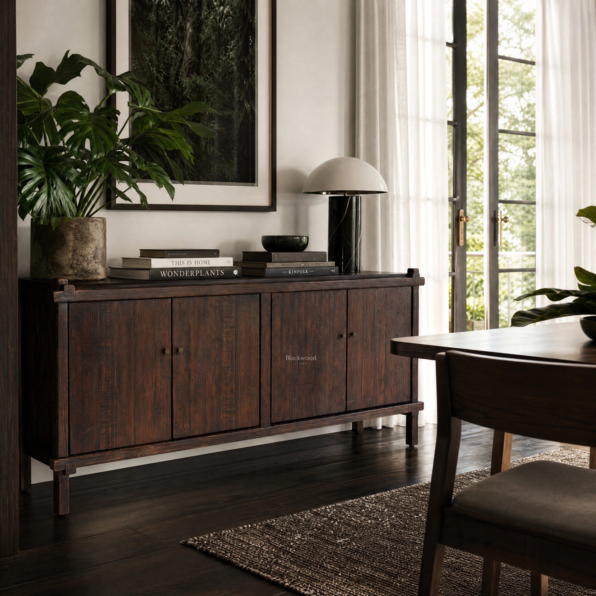 Millhouse Sideboard in solid fir wood with warm timber, coastal-inspired Blackwood Plantation design