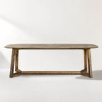 Pure Hawaii Dining Table in reclaimed oak with a weathered finish, solid timber construction and rounded corners.