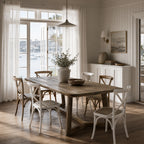Pure® Hawaii Dining Table crafted from reclaimed oak with a softly weathered finish in a coastal dining room.