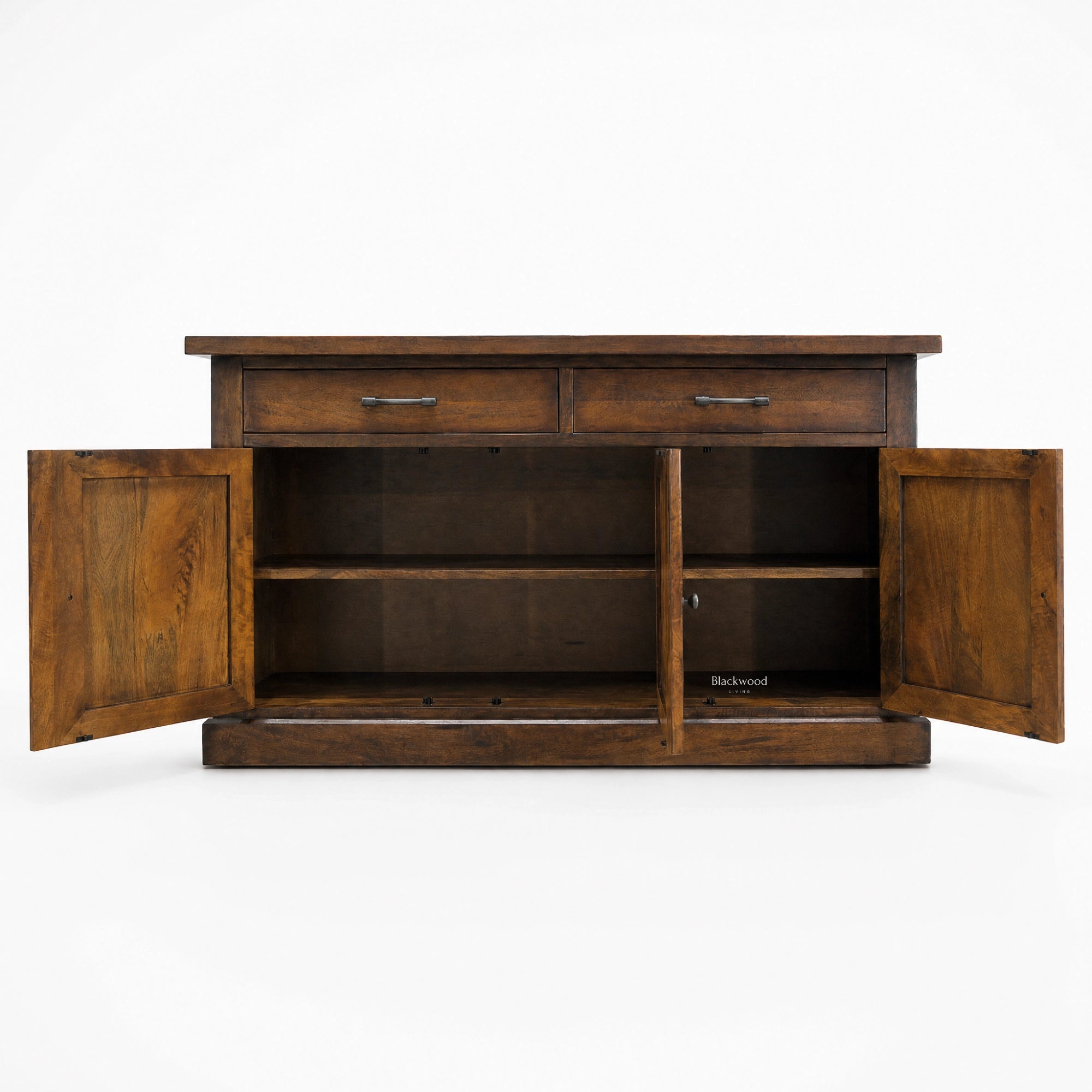 Marlborough 3-Door Buffet in coffee finish, solid mango wood with rich grain and ample storage.