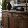 Marlborough 3-Door Buffet in coffee finish, solid mango wood with visible grain, shown on a dark wooden console.
