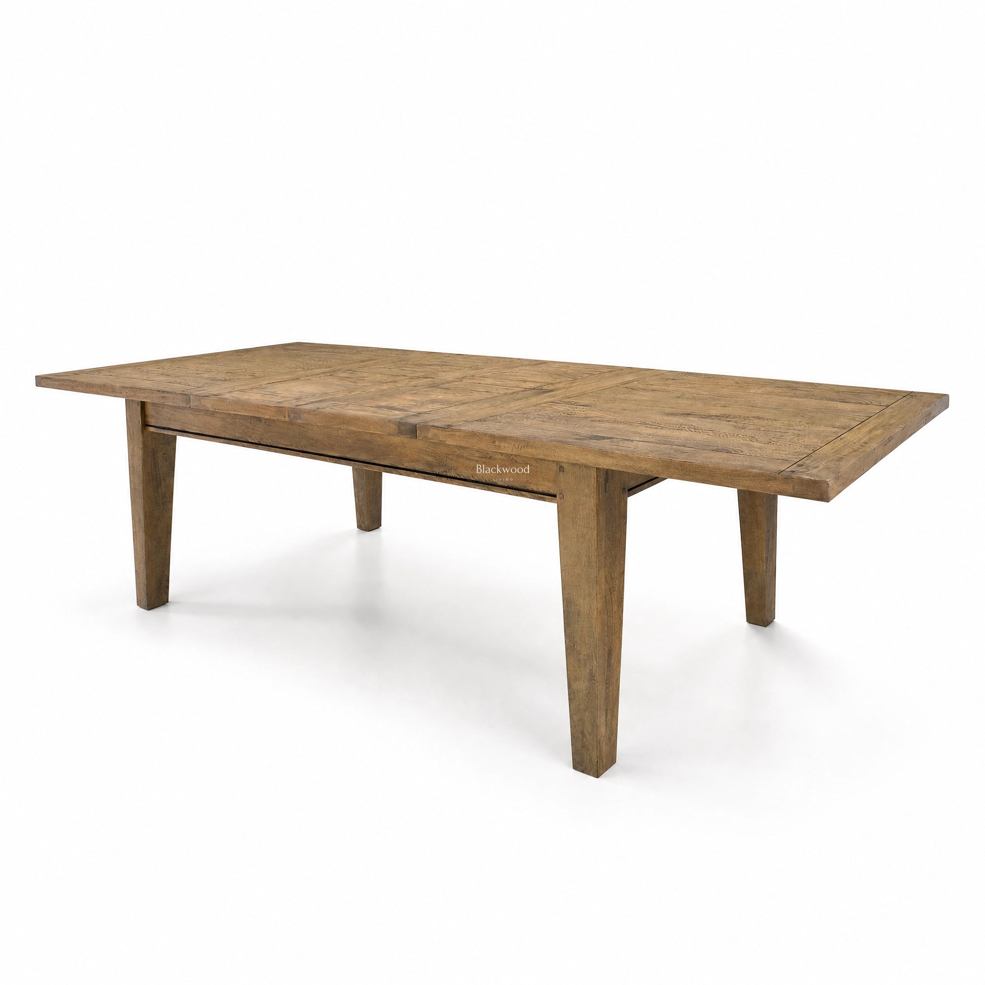Renwick Extendable Dining Table 3.1 in solid mango wood with warm rich grain.