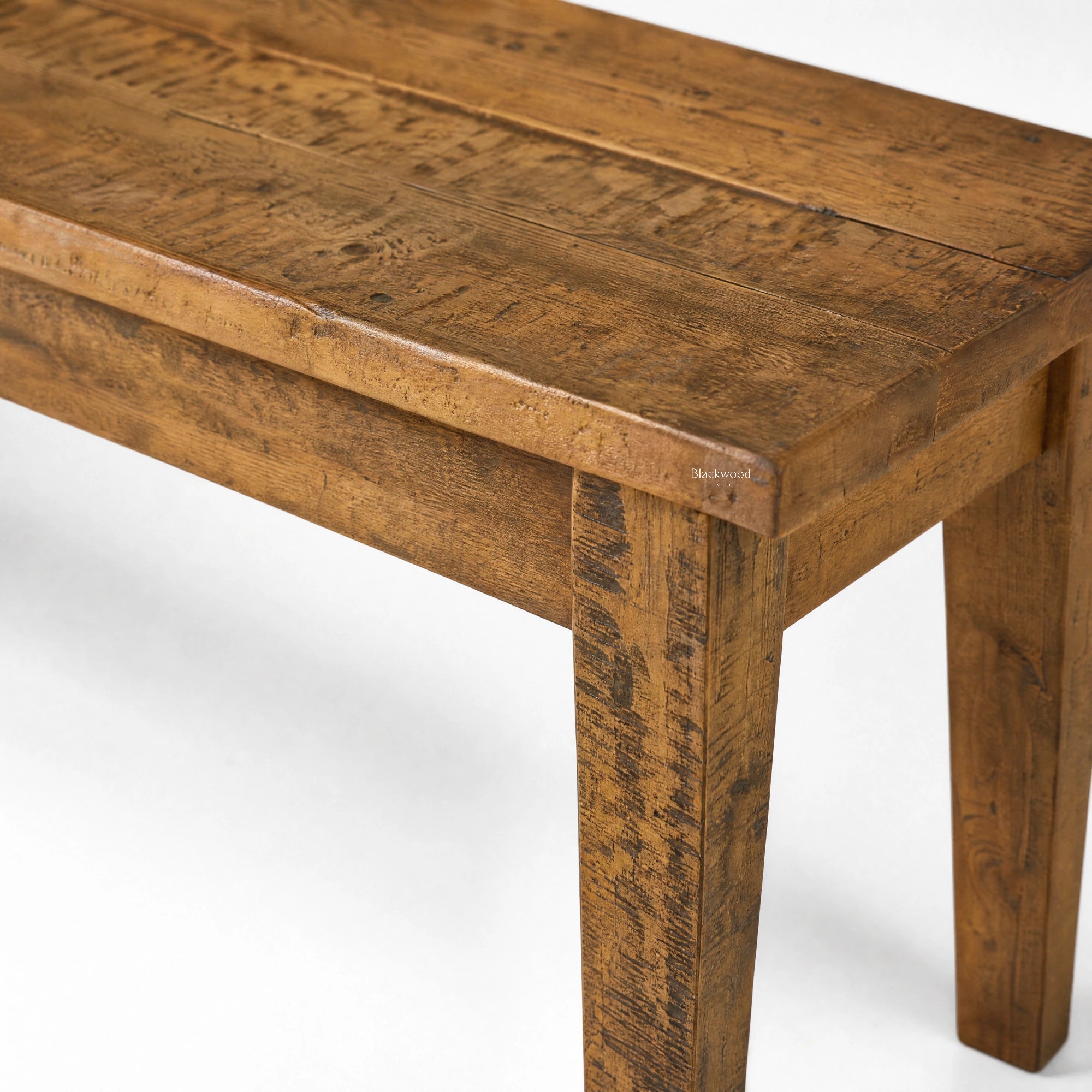 Renwick Bench Seat in solid mango wood with warm natural grain and clean lines.