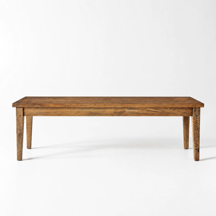 Renwick Bench Seat in solid mango wood with clean lines and rich natural grain.