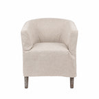 Stonehaven Accent Chair with linen slipcover, Hamptons styling, curved silhouette, and solid timber frame.