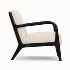 Java Occasional Chair - Black/Oat with cream herringbone upholstery and black frame.