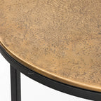 Agra Side Tables set of 2 with textured antique aluminium tops and black legs.