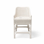 Singapore Counter Stool - White, featuring woven natural rattan back and seat.