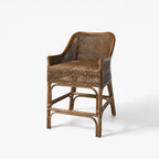 Singapore Counter Stool in coffee finish, natural rattan weave with a gently curved silhouette.