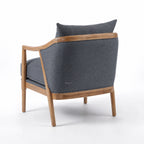 Westport Occasional Chair Atlantic Blue with cushioned seating, exposed timber frame and oak arms.