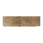 Assam Console Table in aluminium with textured antique brass finish and matte black legs.