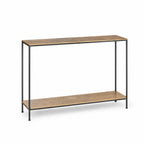 Assam Console Table in aluminium with textured antique brass finish and matte black metal frame