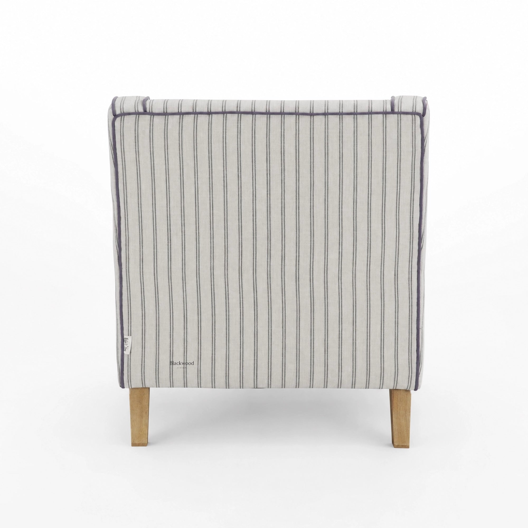 Anchorage Lounge Chair - Newport Stripe with solid wood frame and pinstripe upholstery.