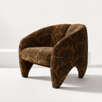 Tsavo Chair in warm chenille upholstery with an artisanal wildlife-inspired pattern.