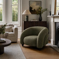 Parlour Chair with textured polymix fabric and solid beech feet in a cozy living room setting.