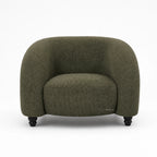 Parlour Chair with richly textured polymix fabric and solid beech feet, softly sculpted silhouette.