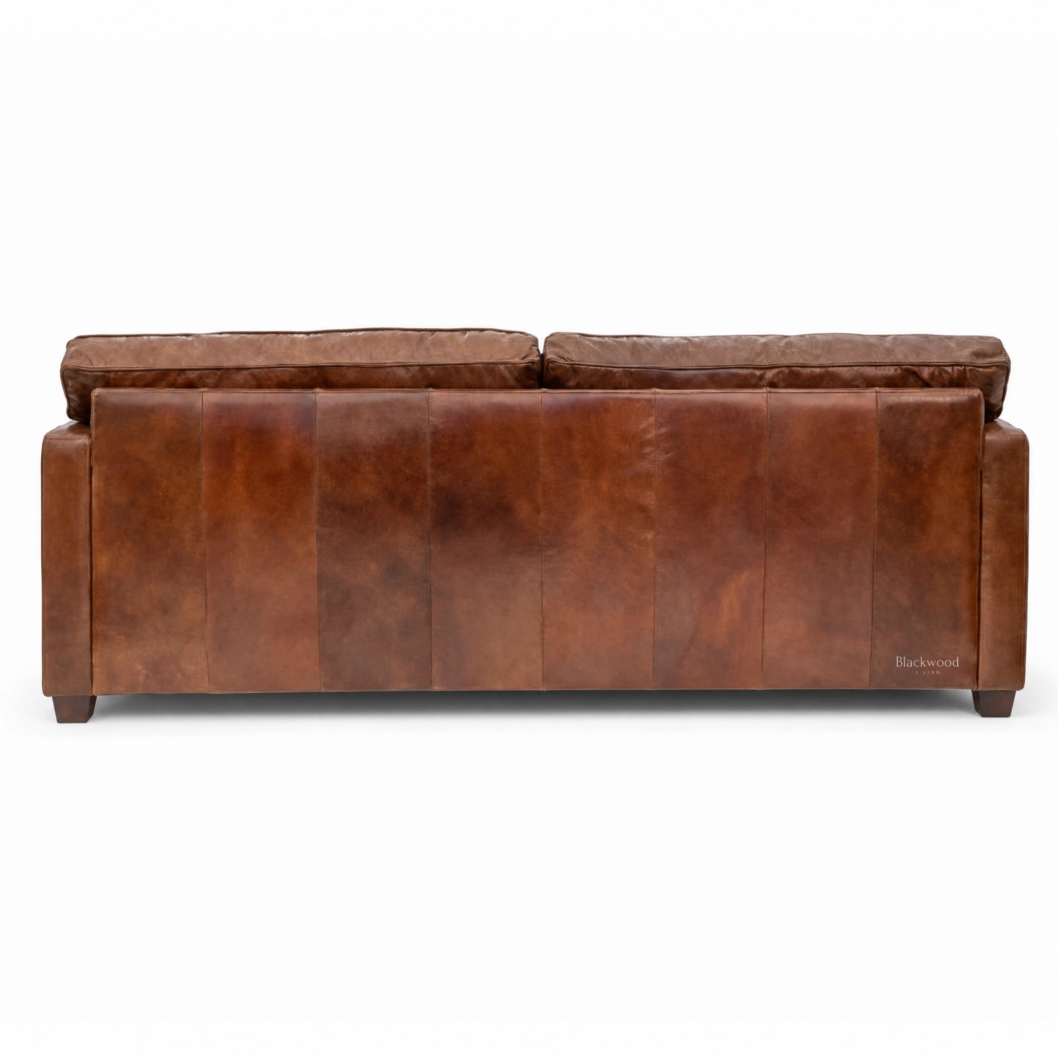 Grange Leather 3 Seat Sofa in warm brown South American top-grain cow leather, hand-finished.