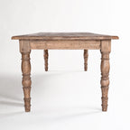 Provence Dining Table crafted from reclaimed elm with a 3-metre length, weathered finish and traditional turned legs.
