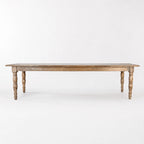Provence Dining Table in reclaimed elm with a weathered finish and turned legs, 3m long.