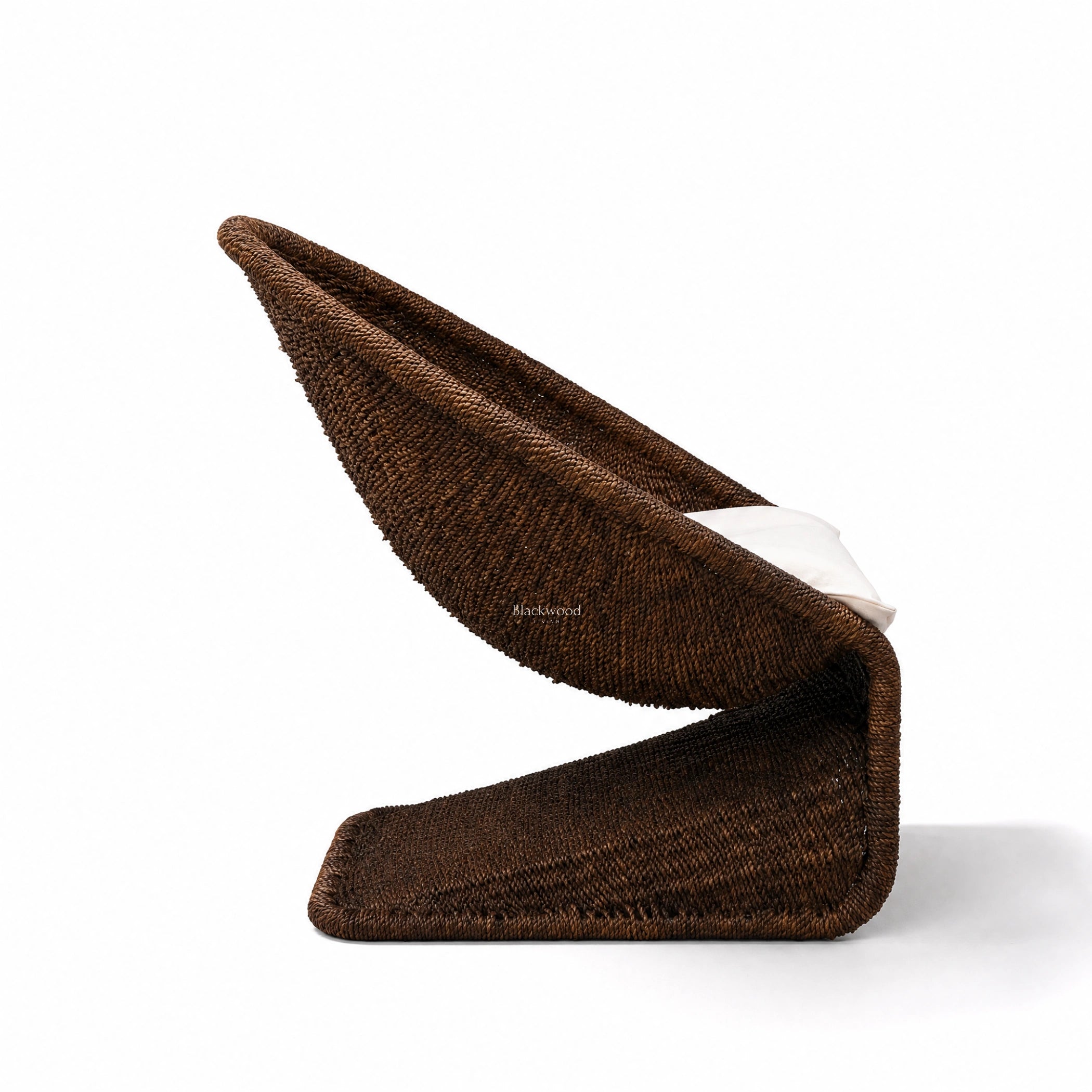 Calypso Lounge Chair - Cacao, handwoven water hyacinth rope, warm textured silhouette.