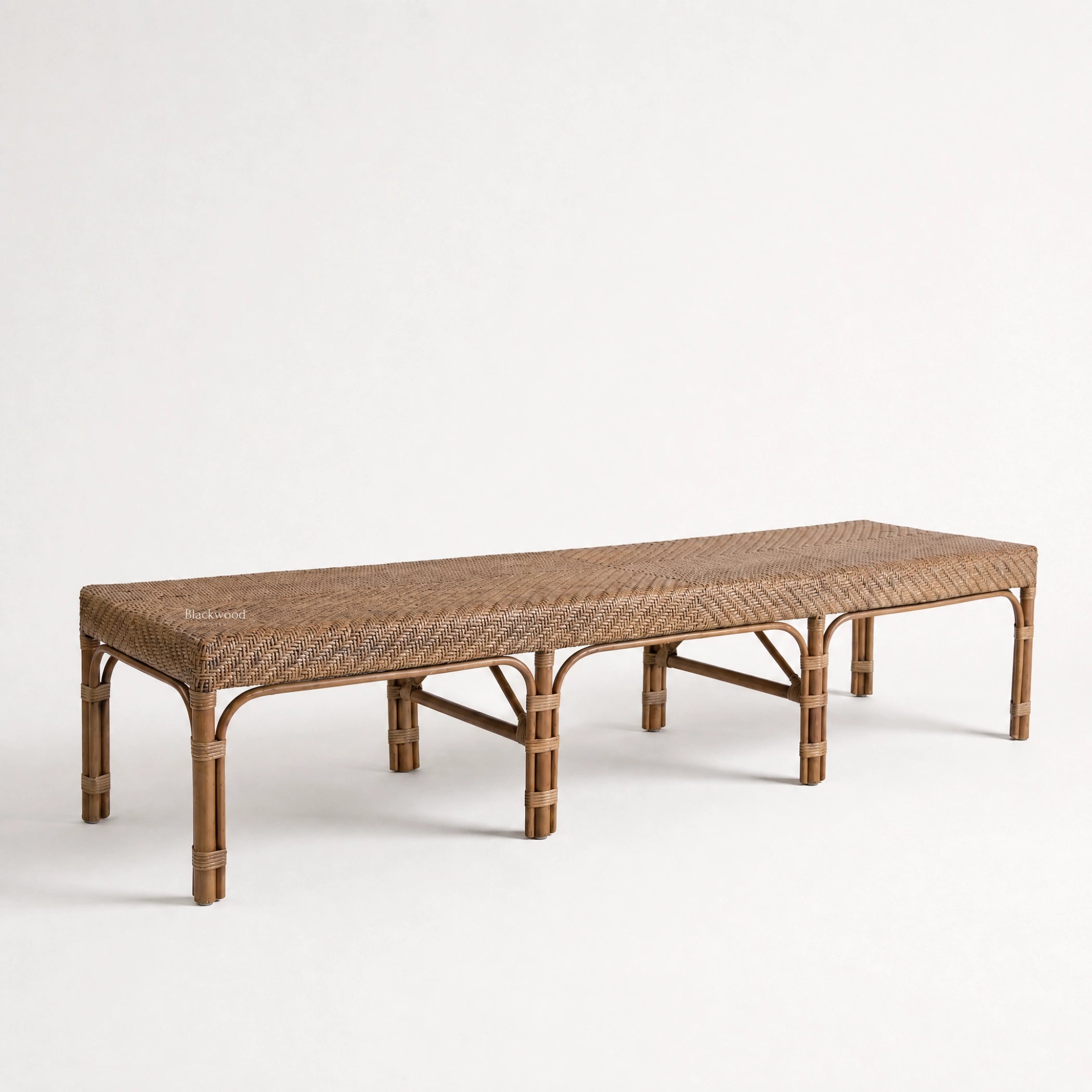 Sika Design® Luis bench in natural rattan with woven seat, 180cm long, set of three.