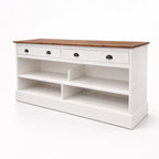 Harbour House Sideboard with warm timber top and white painted base, reclaimed fir, two-drawer console.