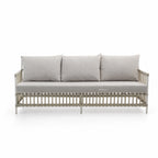 SIKA Exterior Caroline Sofa with handwoven Polystrand fibre weave on a powder-coated frame and light grey cushions.