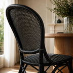 Sika Rossini Rattan Side Chair in Black with woven rattan back and seat