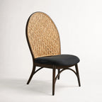 Triboa Bay Forio Accent Chair with curved Gmelina wood frame and woven natural cane back.