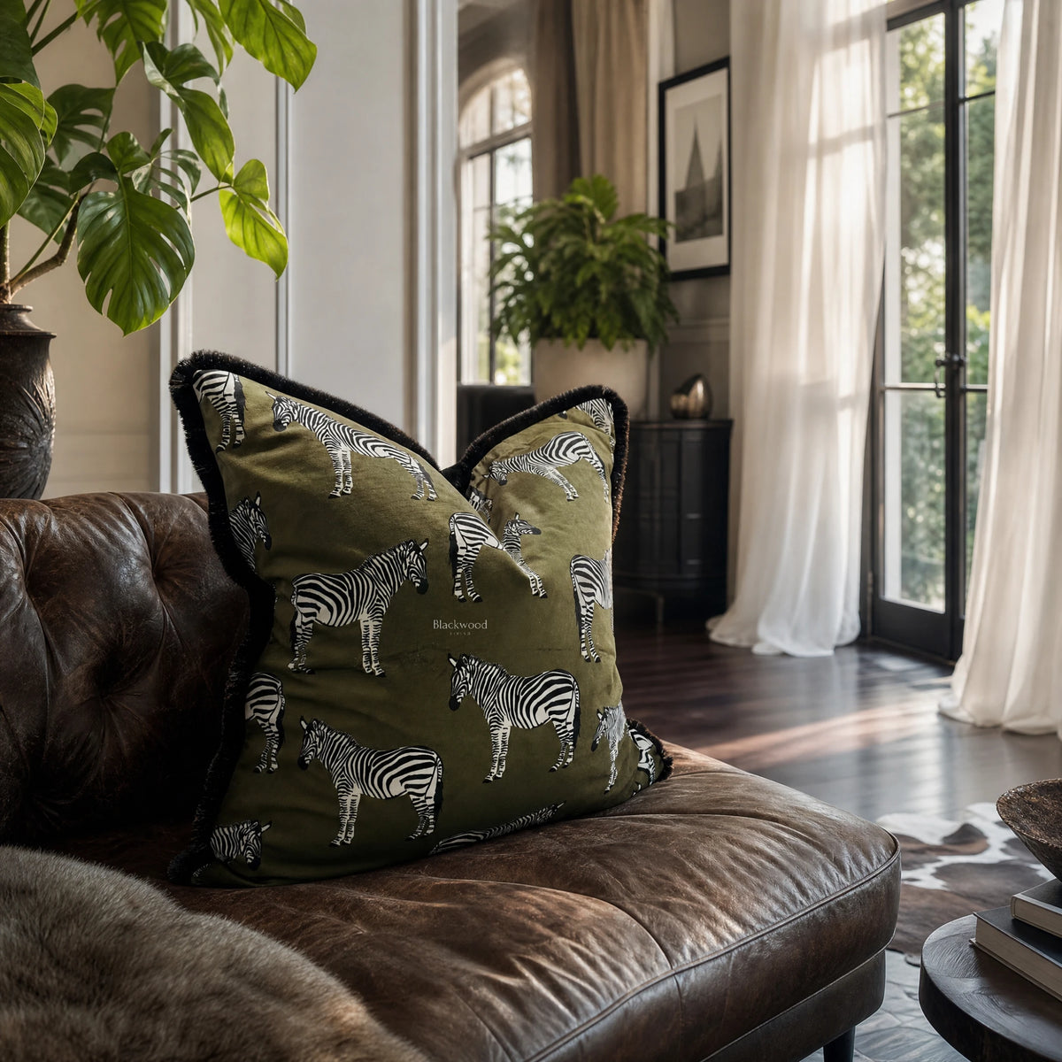Zebra Velvet Cushion Cover 55cm