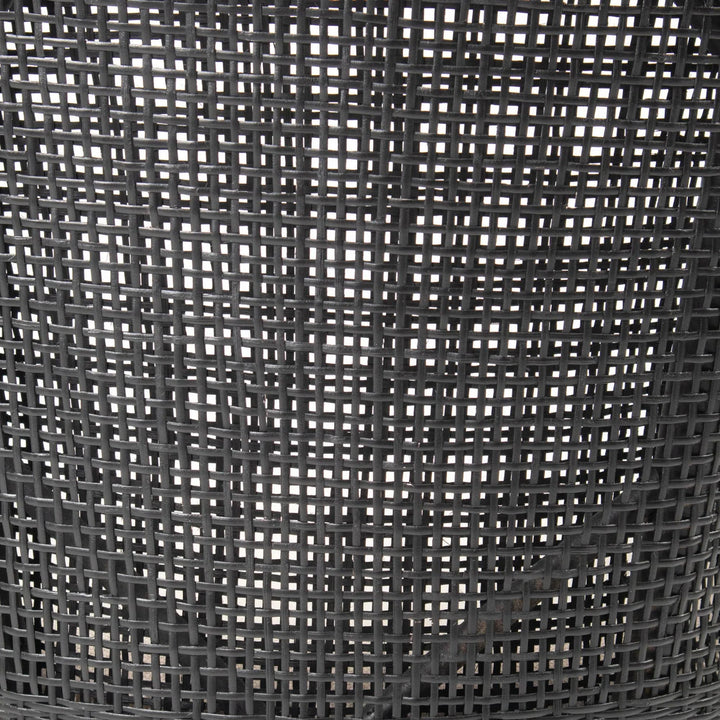 Close-up of dark woven rattan back on the Barbados Dining Chair
