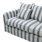 Newport 3-seat sofa in Mariner Blue Stripe with striped linen-blend slipcover and cushions.